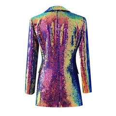 Gradient Sequined Single Button Blazer