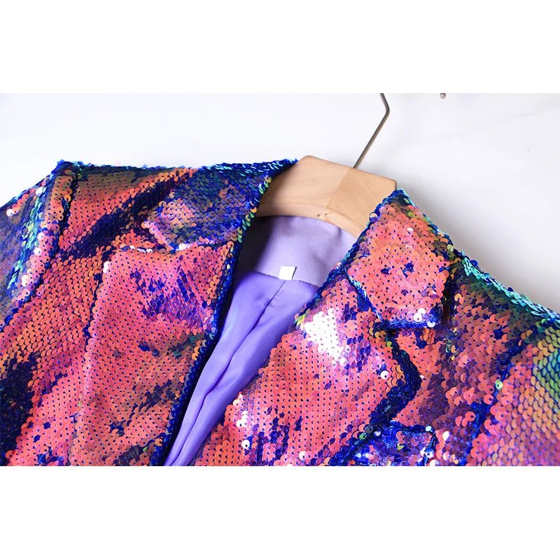 Gradient Sequined Single Button Blazer