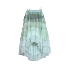 Gradient Tulle Ruffled Maxi Skirt