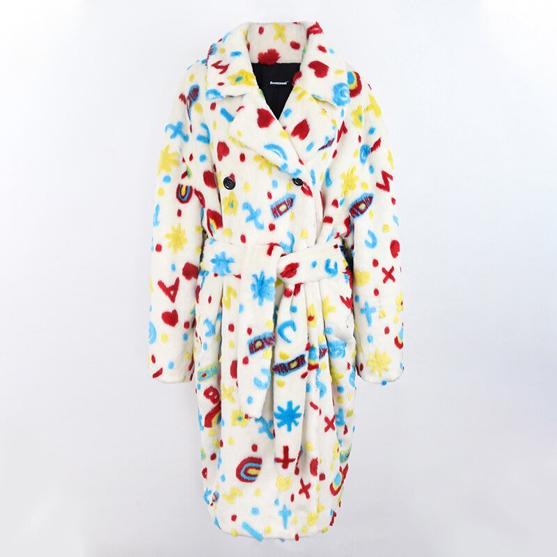 Graffiti Faux Fur Jacket