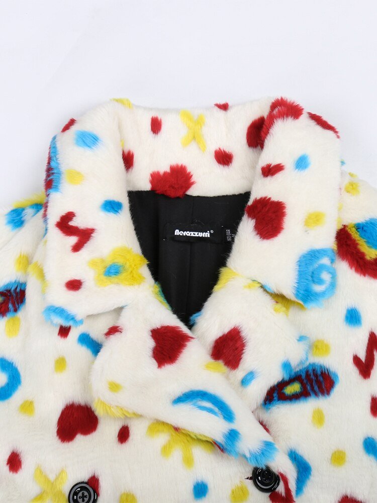 Graffiti Faux Fur Jacket