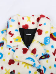 Graffiti Faux Fur Jacket