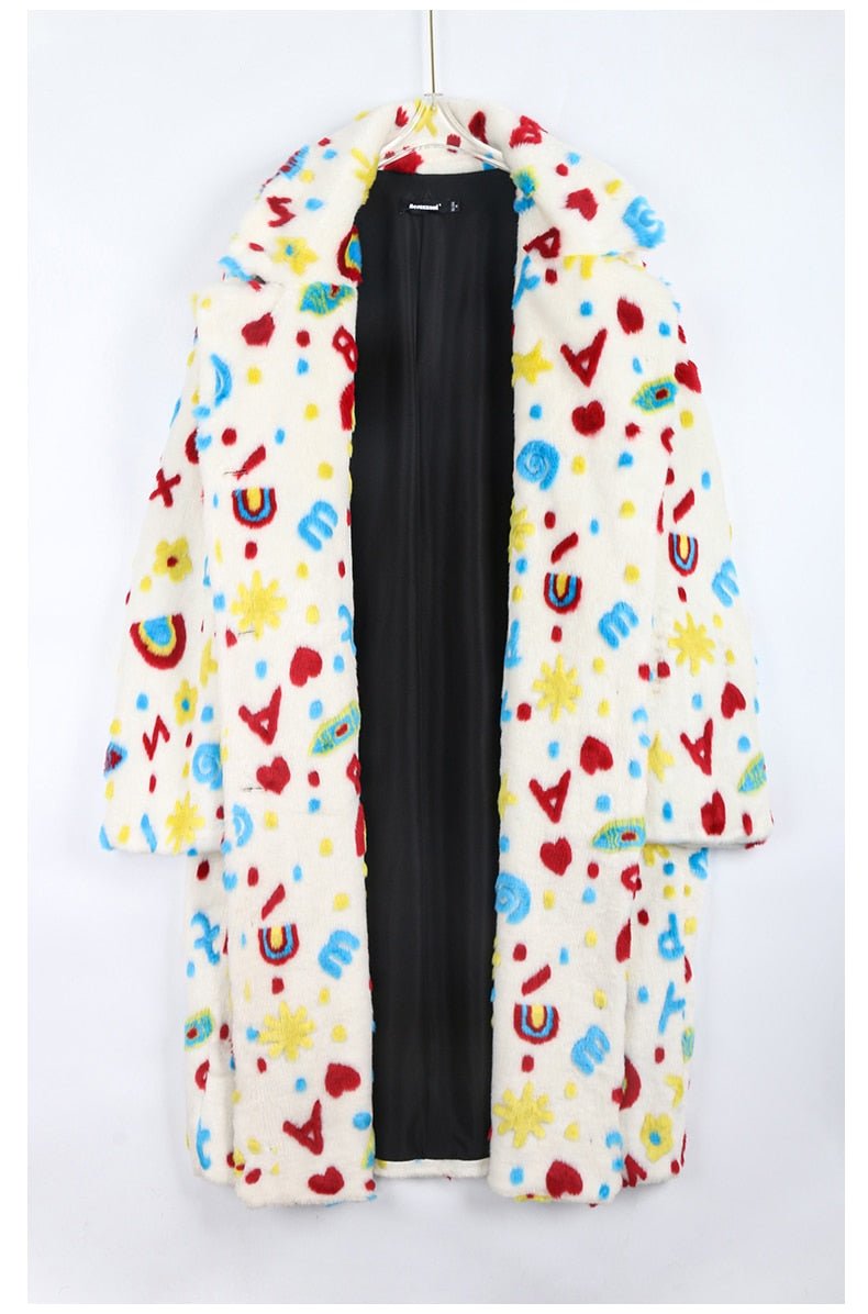 Graffiti Faux Fur Jacket