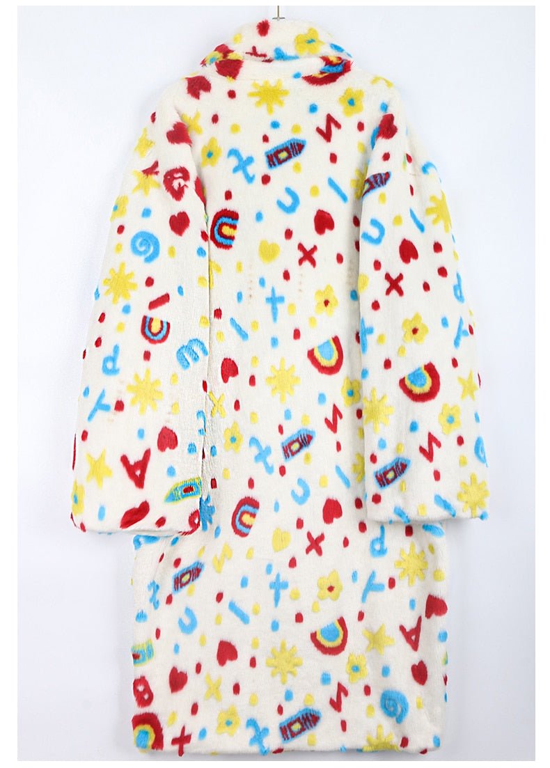 Graffiti Faux Fur Jacket