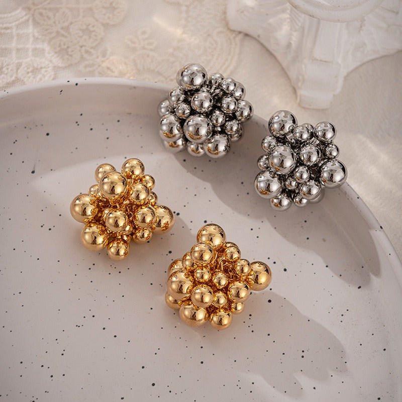 Grape Hollow Beads Stud Earrings