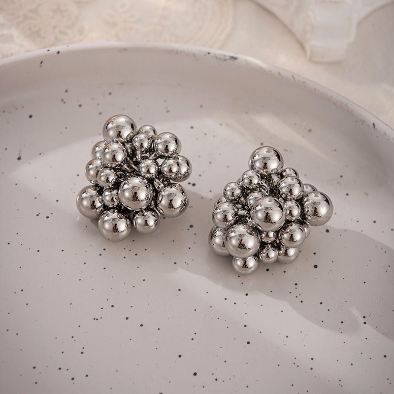 Grape Hollow Beads Stud Earrings