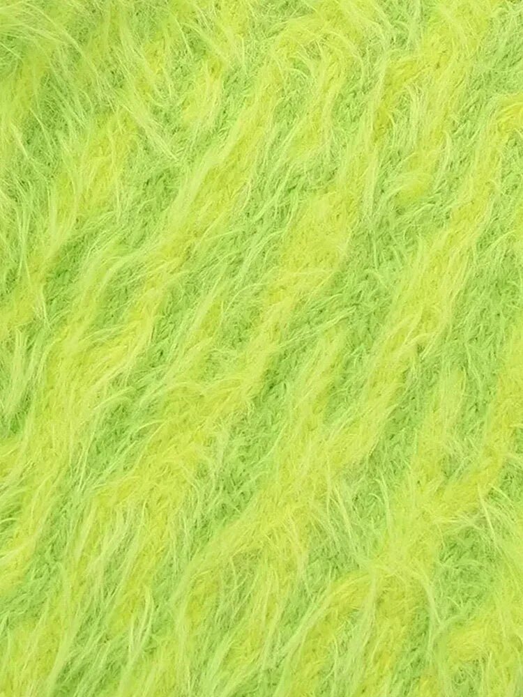 Green Fluffy Cropped Knitted Sweaters