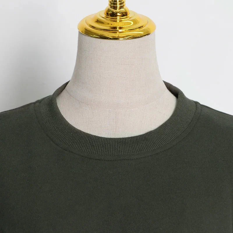 Green Gathered Waist Sweatshirt
