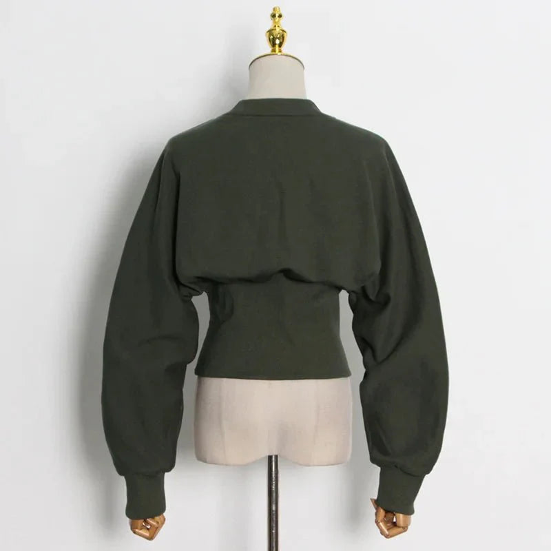 Green Gathered Waist Sweatshirt