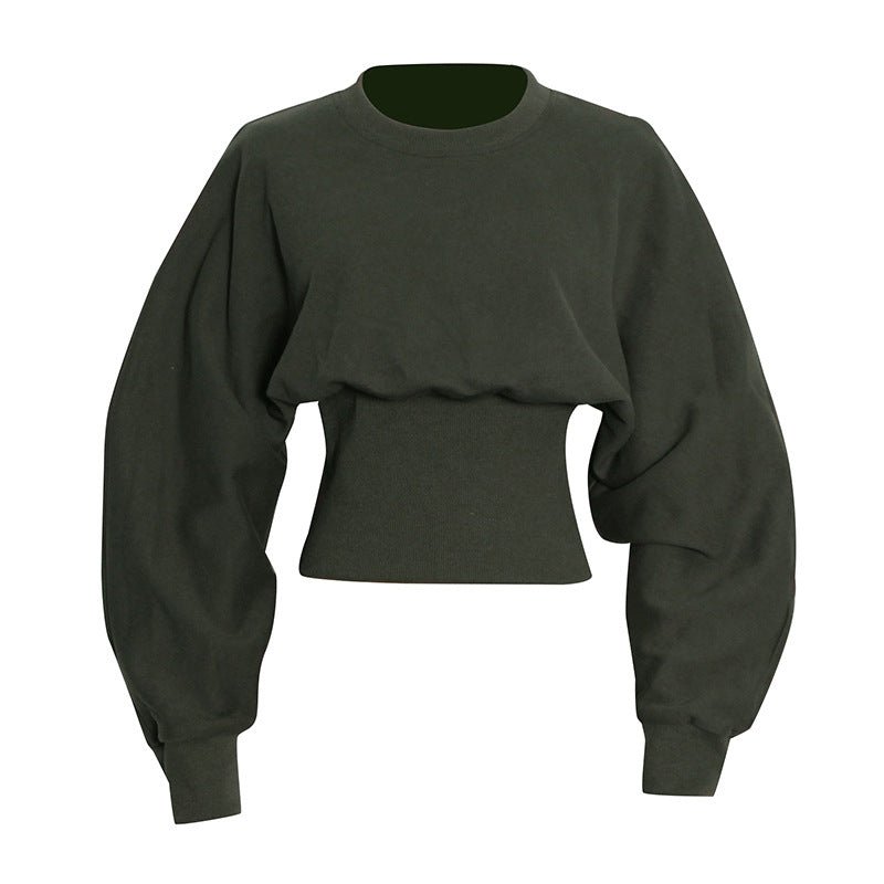Green Gathered Waist Sweatshirt