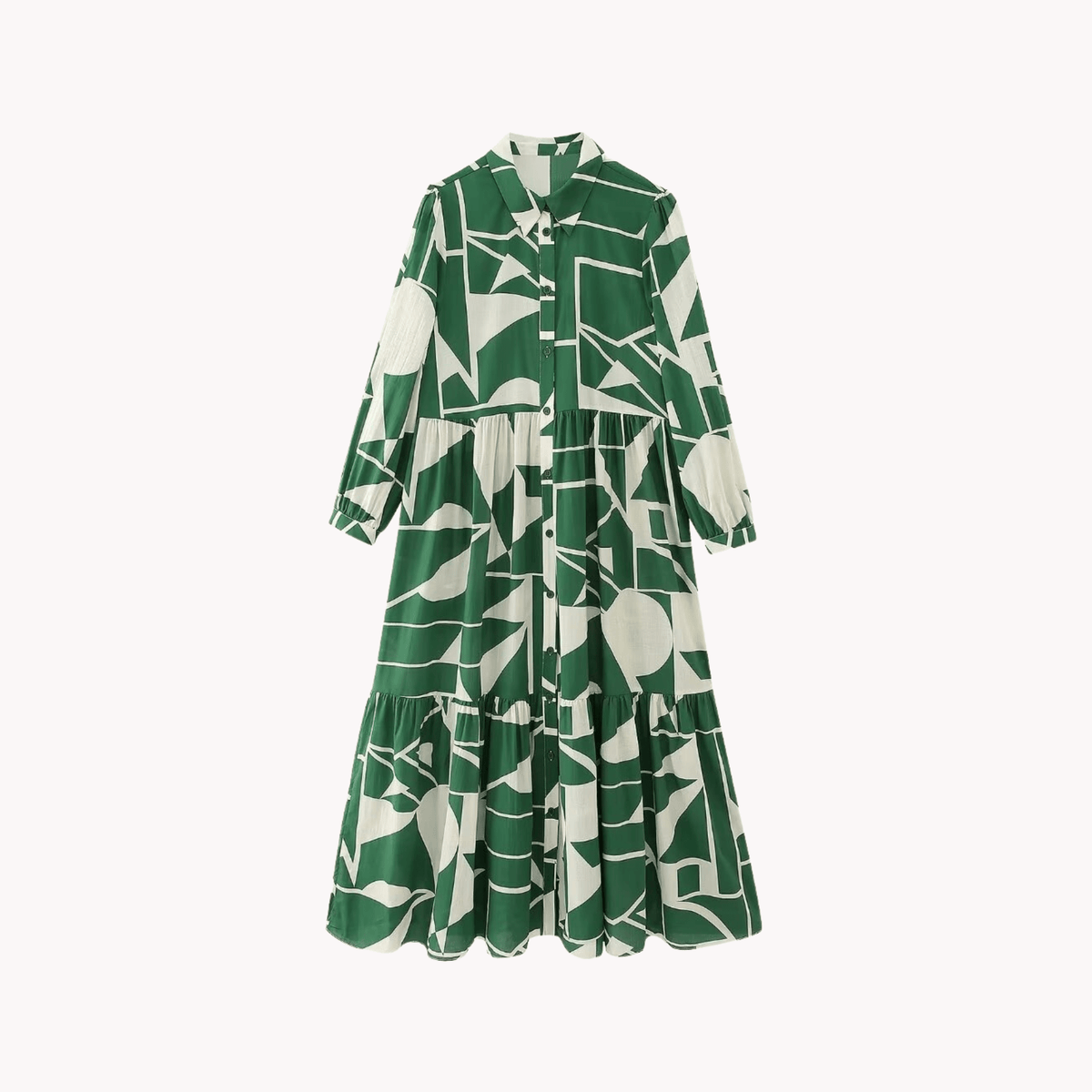 Green Geometric Midi Dress