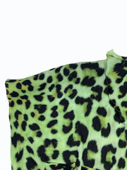 Green Leopard Tie-Up Short Dress