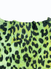 Green Leopard Tie-Up Short Dress