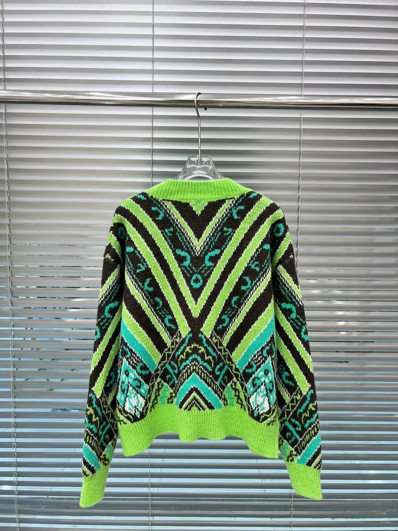 Green Loose Fit Knit Cardigan