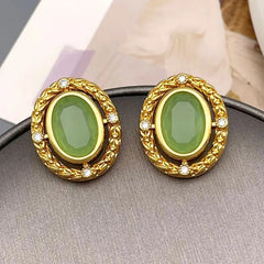 Green Oval Earrings