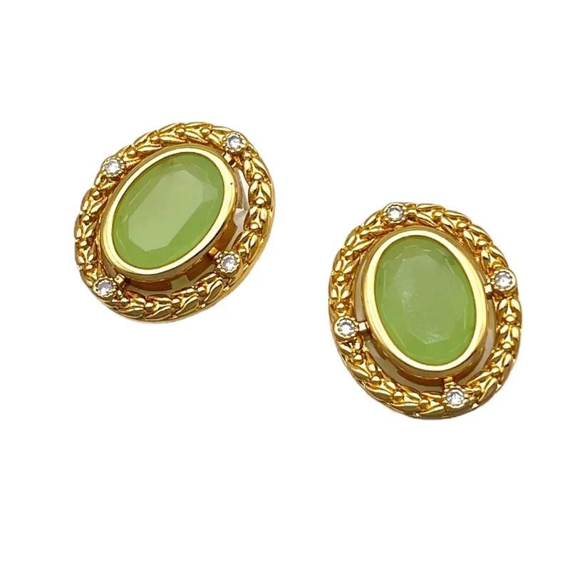 Green Oval Earrings