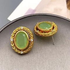 Green Oval Earrings