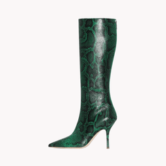 Green Serpentine Stiletto Boots