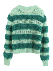 Green Stripes Knit Cardigan