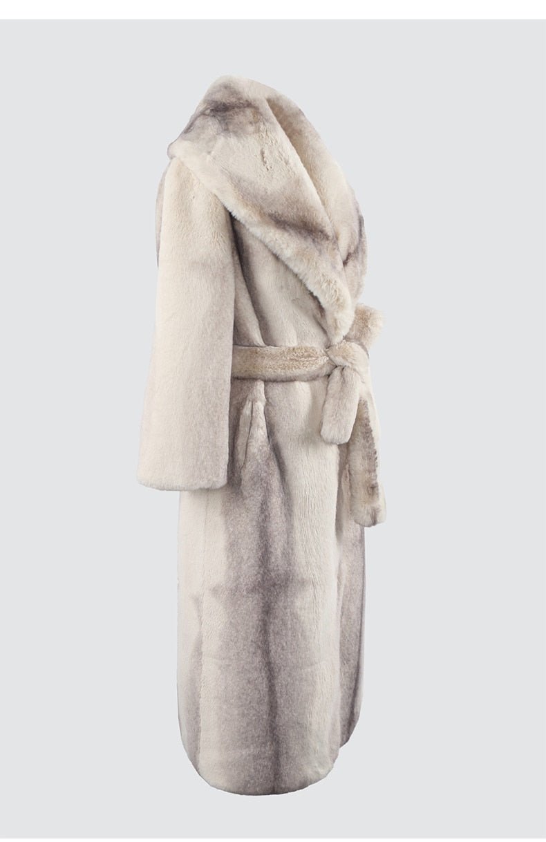 Grey Gradient Faux Fur Coat