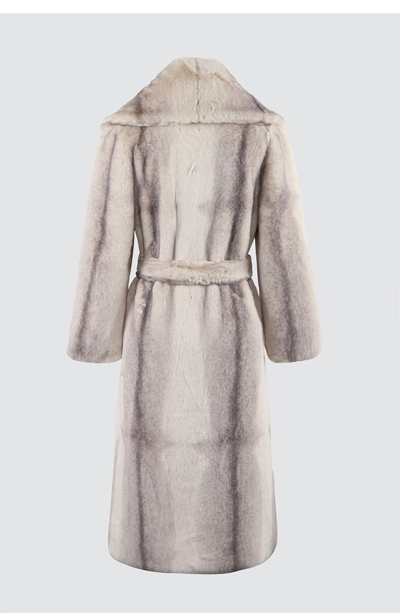 Grey Gradient Faux Fur Coat