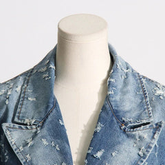 Grunge Distressed Denim Blazer