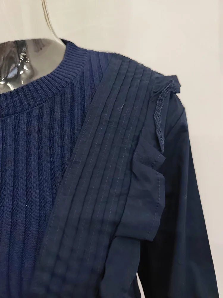 Half Shawl Spliced Knit Top