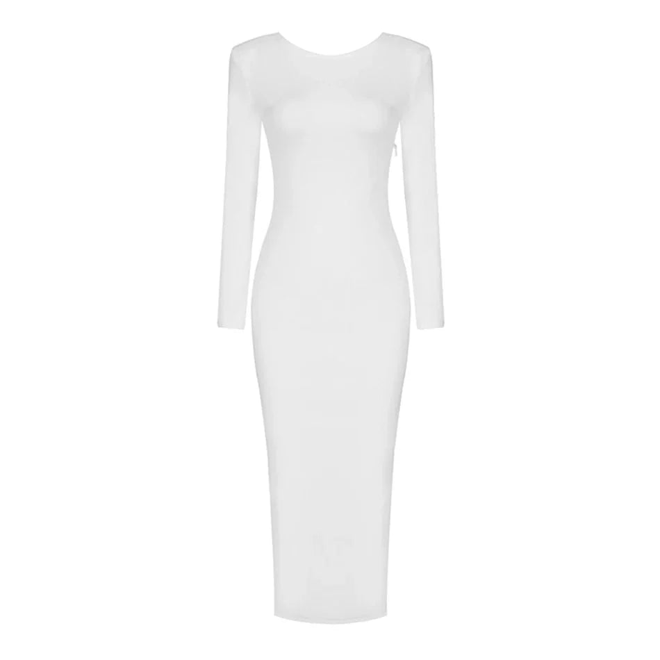 Halter Chain Backless Mid-calf Knit Dress