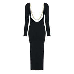 Halter Chain Backless Mid-calf Knit Dress