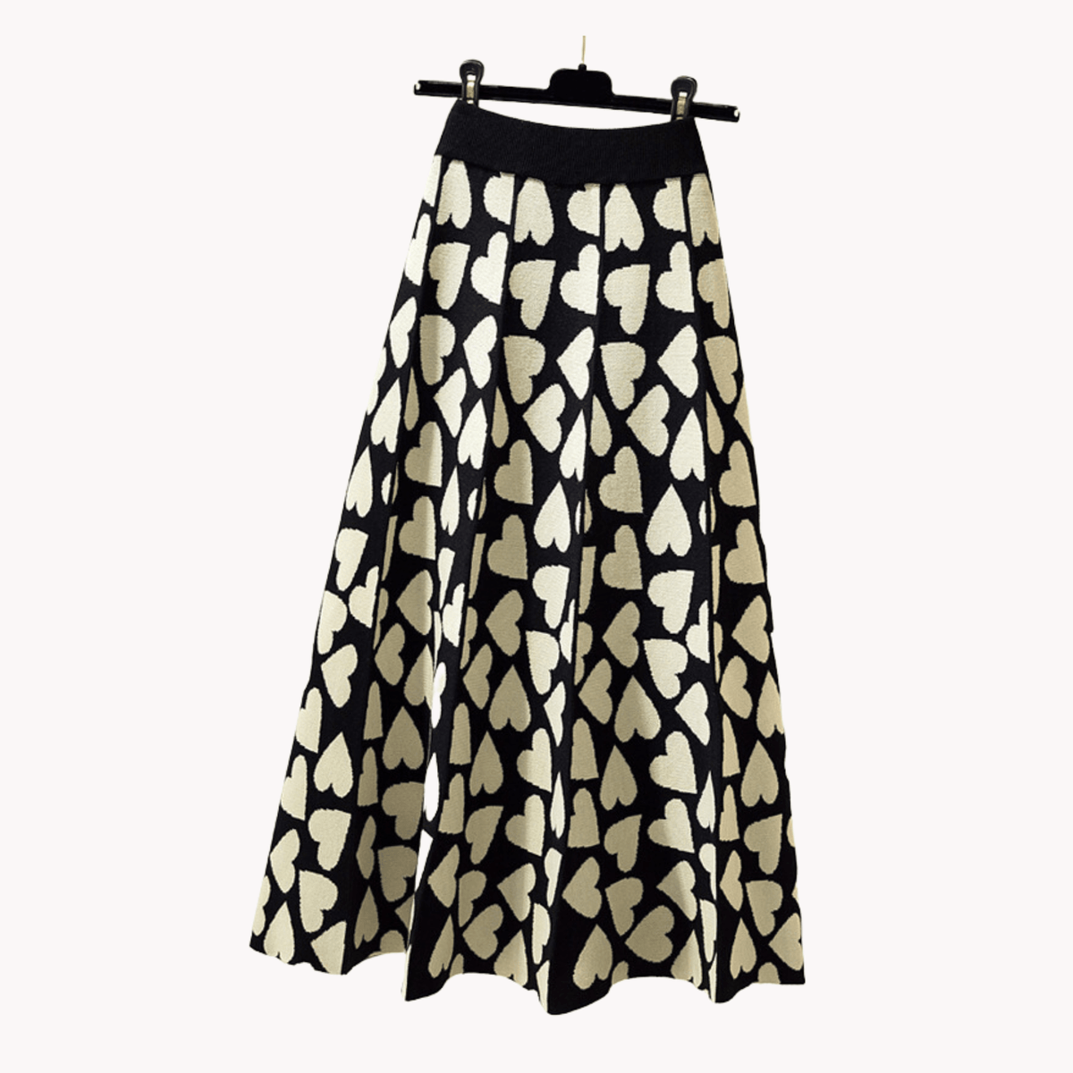 Hearts A-Line Umbrella Knit Skirt