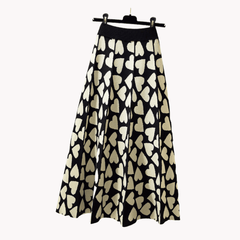 Hearts A-Line Umbrella Knit Skirt