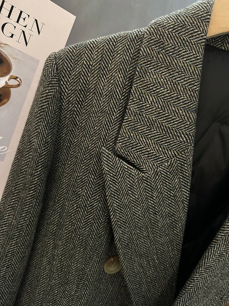 Herringbone Double Breasted Jacket