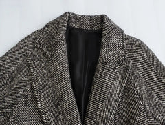 Herringbone Long Sleeves Belt Coat