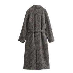 Herringbone Long Sleeves Belt Coat