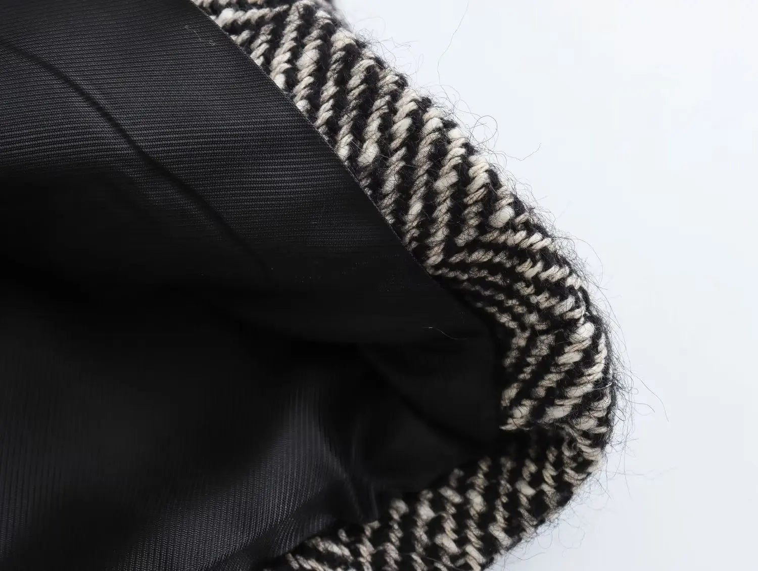 Herringbone Long Sleeves Belt Coat