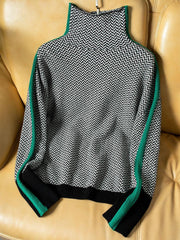 Herringbone Turtleneck Loose Sweater