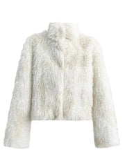 Hidden Buttons Faux Fur Jacket