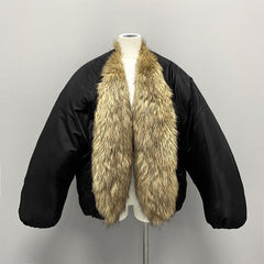 Hidden Rope Straps Faux Fur Coat