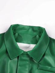 Hidden Zipper Vegan Leather Jacket