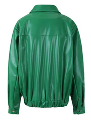 Hidden Zipper Vegan Leather Jacket
