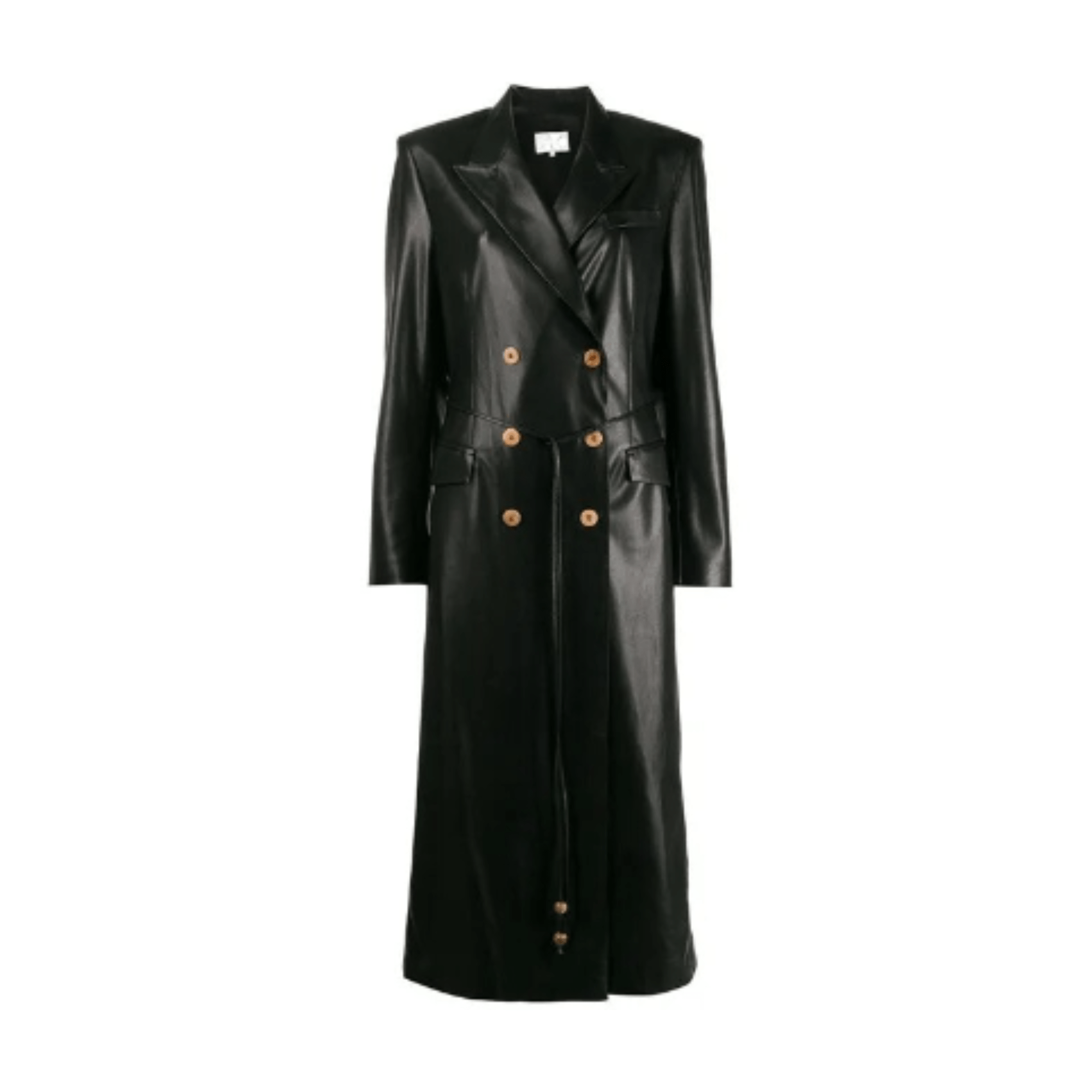 High-End Vegan Leather Lace-Up Coat