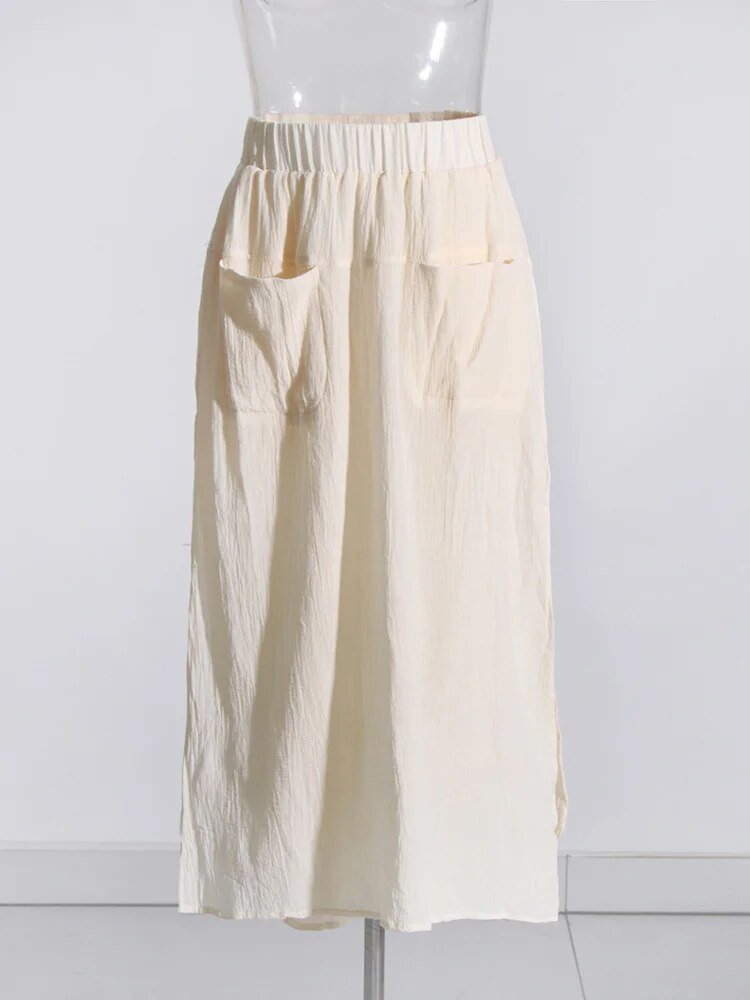 High Slit Skirt Overlap Pants