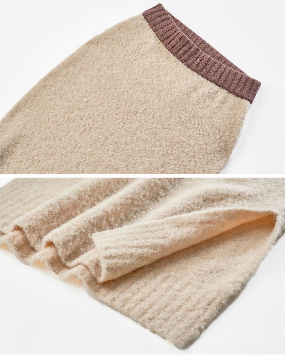 High Waist Wool Knit Skirt