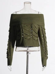 Hollow Out Off-Shoulder Knit Sweater