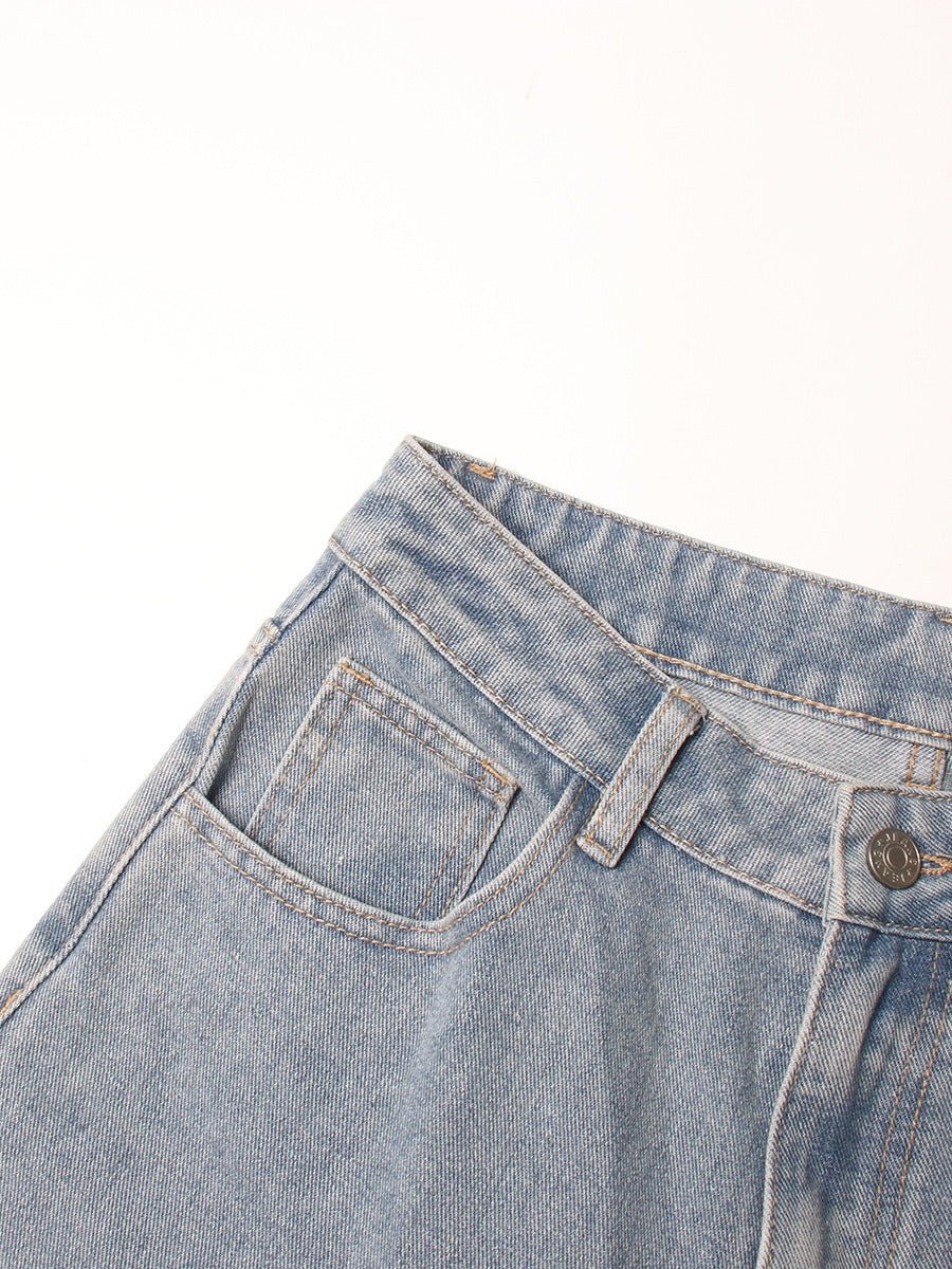 Hollow-Out Split Back Denim Jeans