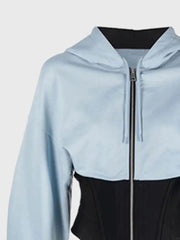 Hooded Corseted Waist Cropped Jacket