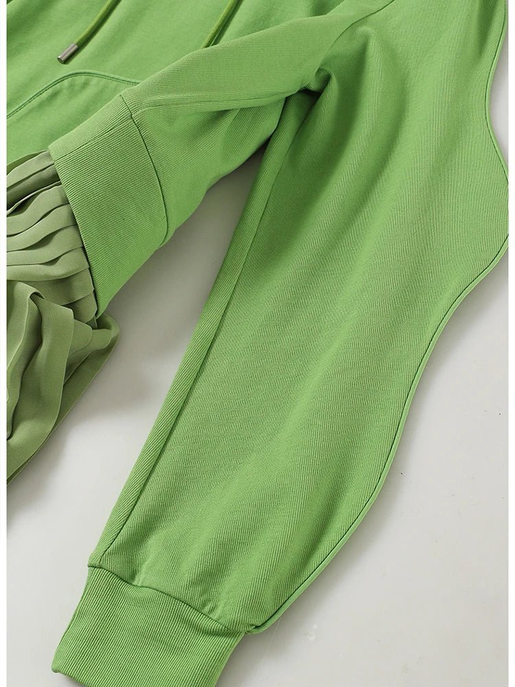 Hooded Pleated Layered Sweater Dress - @theestylishp