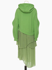Hooded Pleated Layered Sweater Dress - @theestylishp