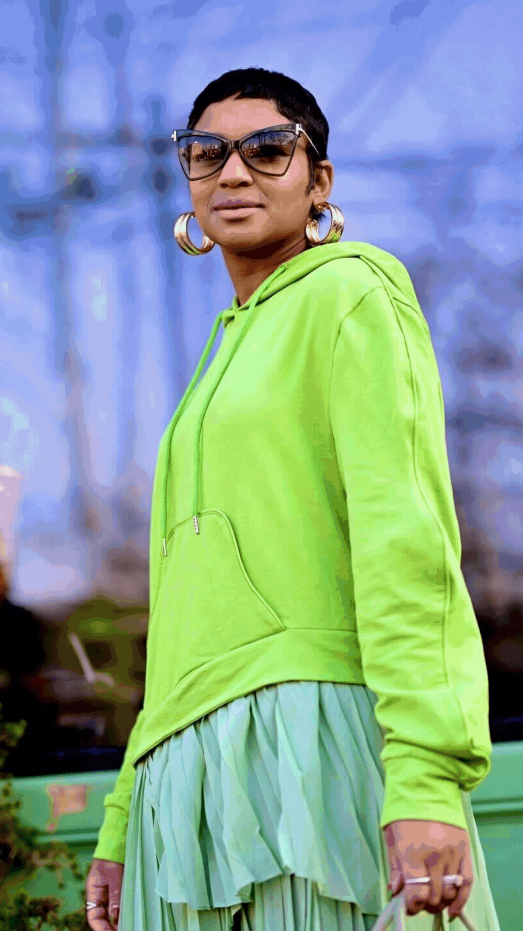 Hooded Pleated Layered Sweater Dress - @theestylishp