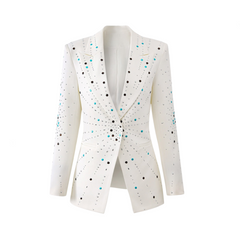 Hot Stamping Slim Fit Single Button Long Sleeve Blazer